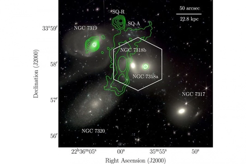 Каннибализм галактик: в Квинтете Стефана вспыхнуло Межзвездное сияние